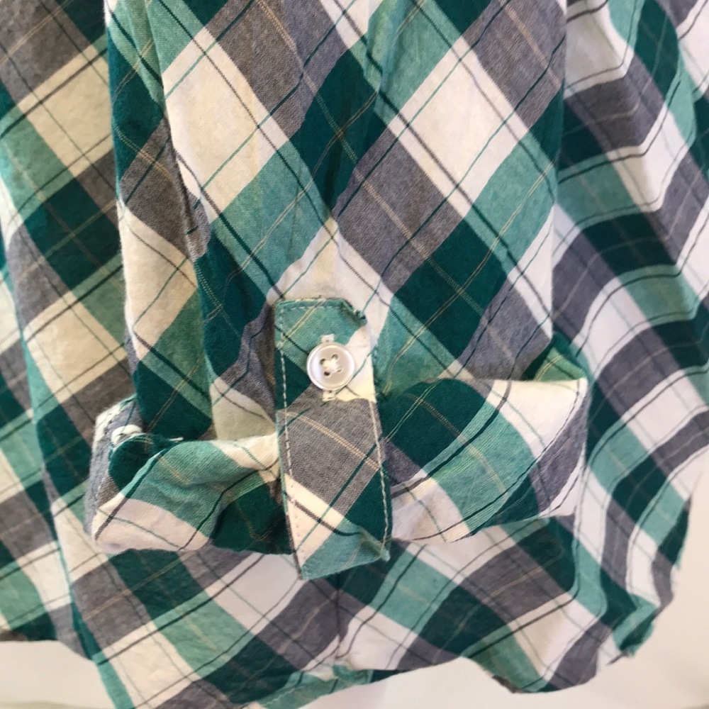 Kim Rogers Green & Blue Plaid Button Up Shirt LG - Picture 3 of 9